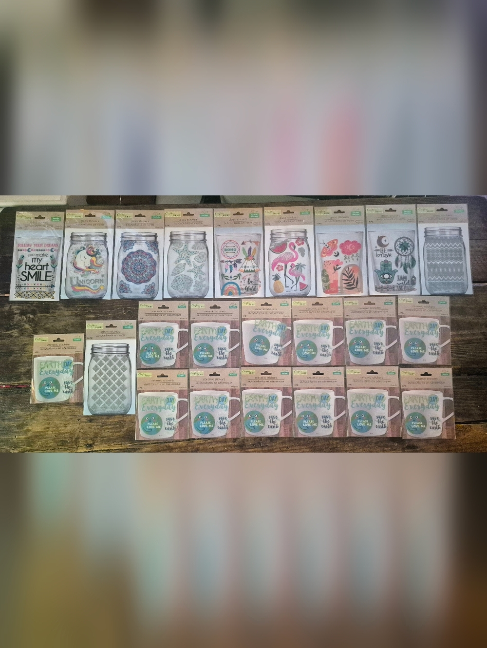 Crafter's Square Glass Ceramic Sticker Lot Mason Jar Mug DIY 23pc NWT